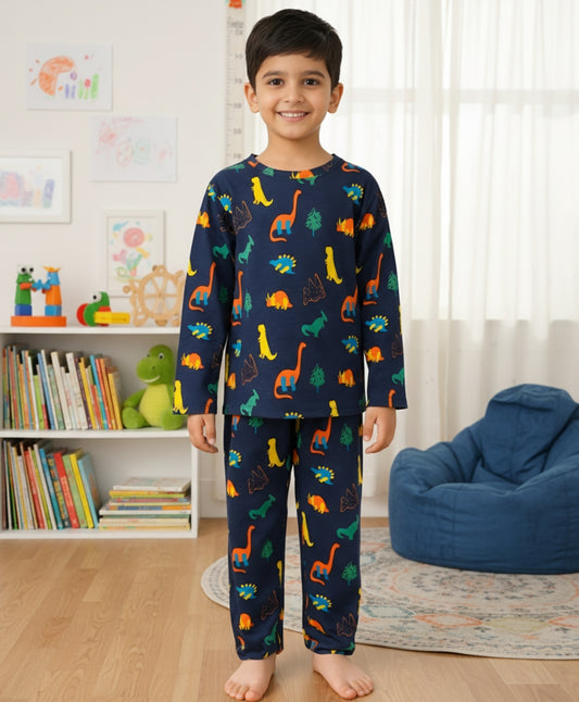 DINOSAUR FUN NAVY PYJAMA SET (LONG SLEEVES) - Anthrilo 