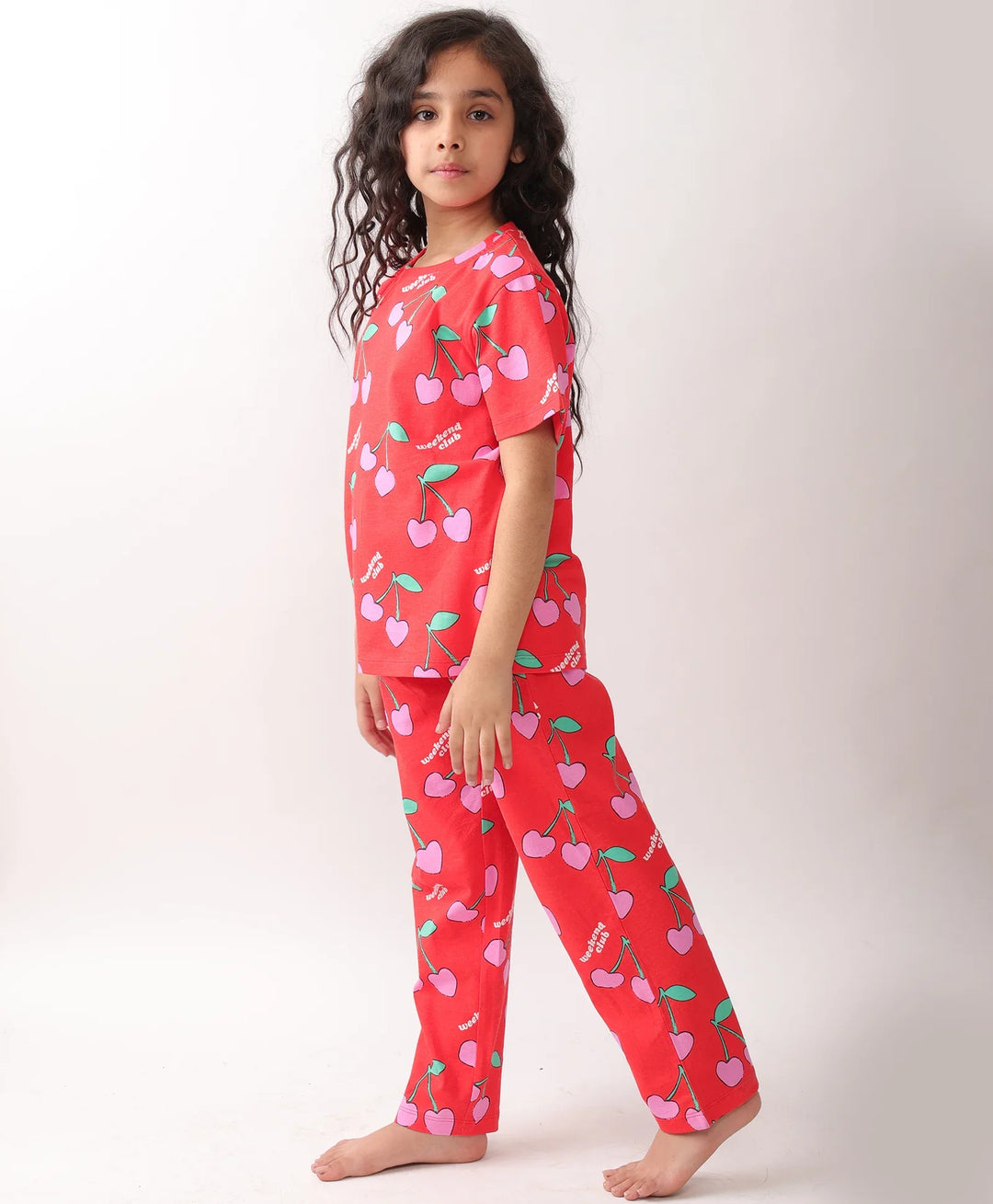 CHERRY RED SHORT SLEEVES PYJAMA SET - RED - Anthrilo 