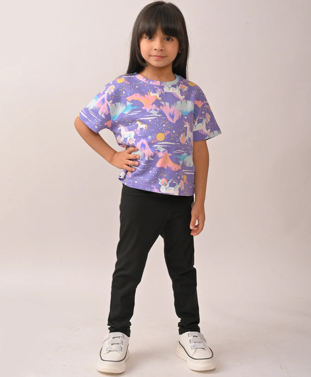 UNICORN PLANET BLACK HEART LEGGING SET - PURPLE/BLACK - Anthrilo 