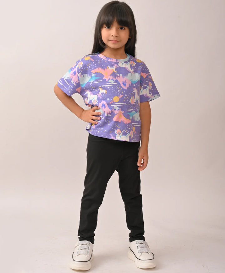 UNICORN PLANET BLACK HEART LEGGING SET - PURPLE/BLACK - Anthrilo 