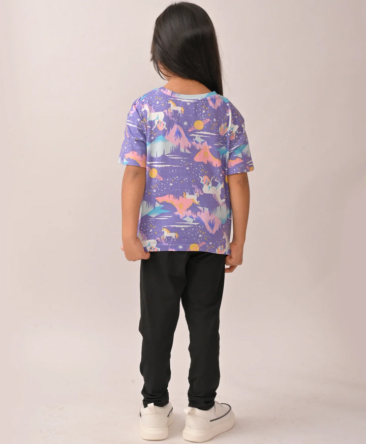 UNICORN PLANET BLACK HEART LEGGING SET - PURPLE/BLACK - Anthrilo 