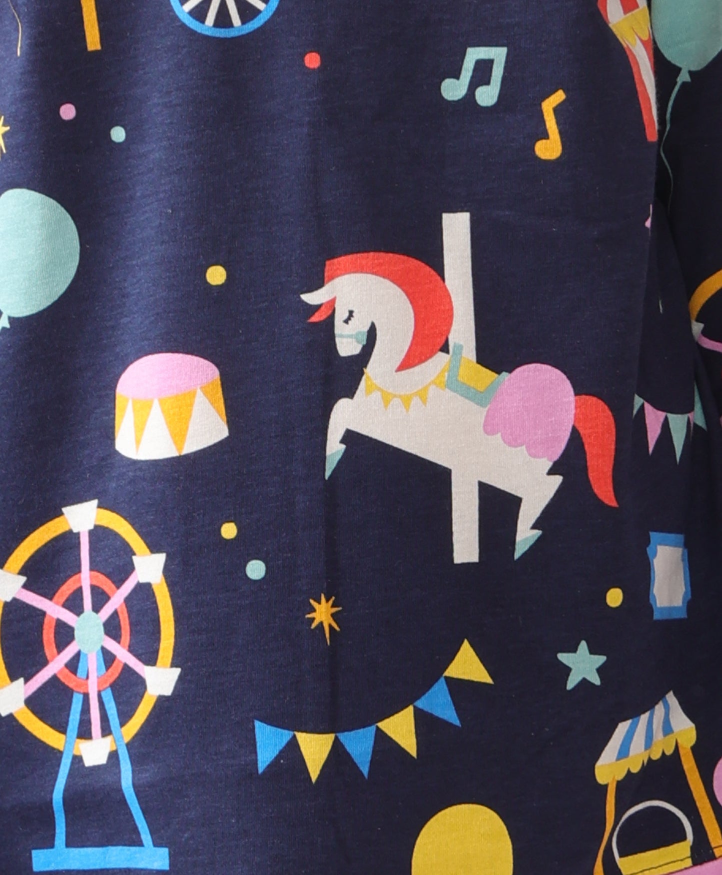 SUMMER CARNIVAL CIRCUS GIRLS LONG SLEEVES PYJAMA SET - NAVY