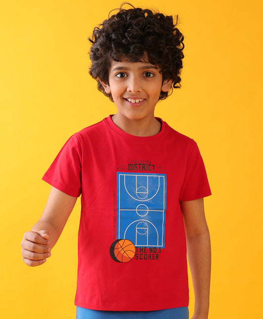 SCORER RED SHORT SLEEVE SUMMER BOYS T-SHIRT - RED
