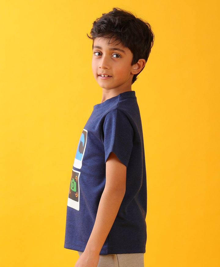 WAVES BLUE PHOTO SUMMER SHORT SLEEVE BOYS T-SHIRT - BLUE - Anthrilo 