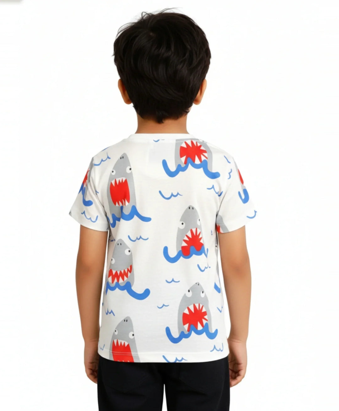 Shark Summer Boys Short Sleeve T-Shirt - White