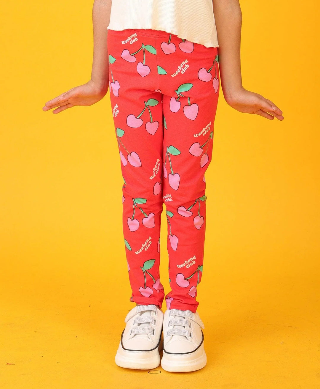 CHERRY RED SUMMER GIRLS LEGGING - RED - Anthrilo 