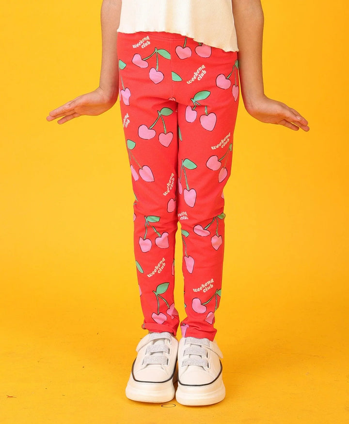 CHERRY RED SUMMER GIRLS LEGGING - RED - Anthrilo 