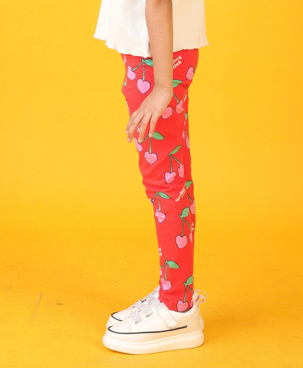 CHERRY RED SUMMER GIRLS LEGGING - RED - Anthrilo 