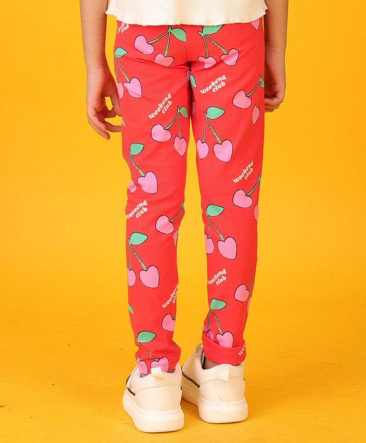 CHERRY RED SUMMER GIRLS LEGGING - RED - Anthrilo 