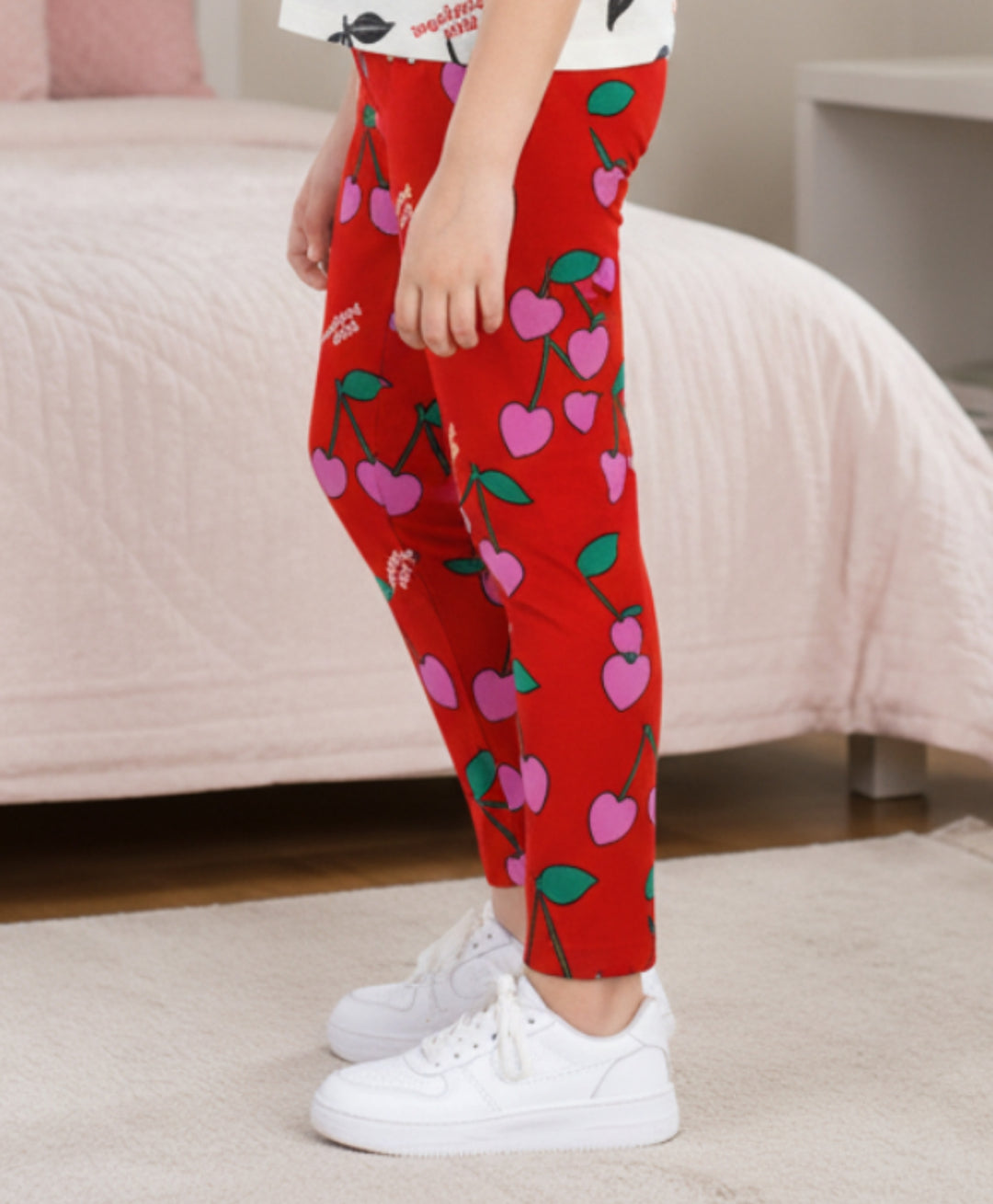 Cherry Red Summer Girls Legging - Red