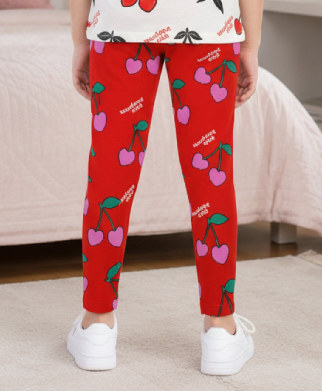 Cherry Red Summer Girls Legging - Red