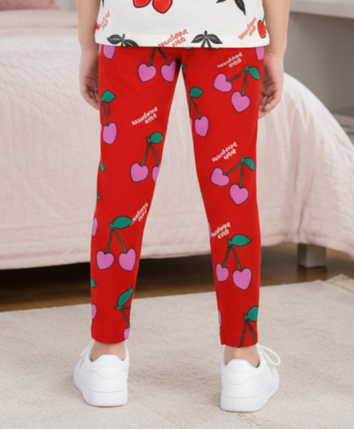 Cherry Red Summer Girls Legging - Red