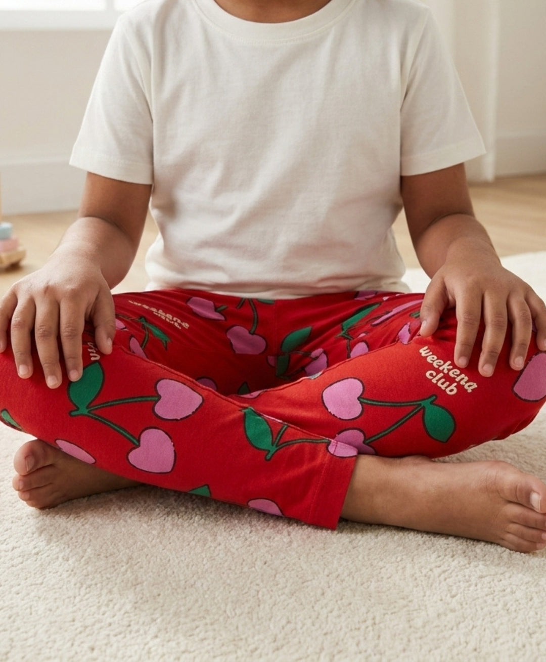 Cherry Red Summer Girls Legging - Red