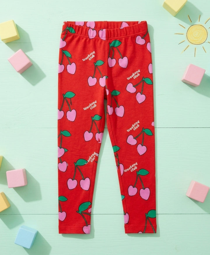 Cherry Red Summer Girls Legging - Red