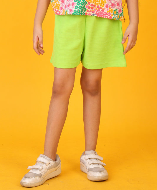 SUMMER LIME GREEN TEXTURE GIRLS SHORTS - LIME