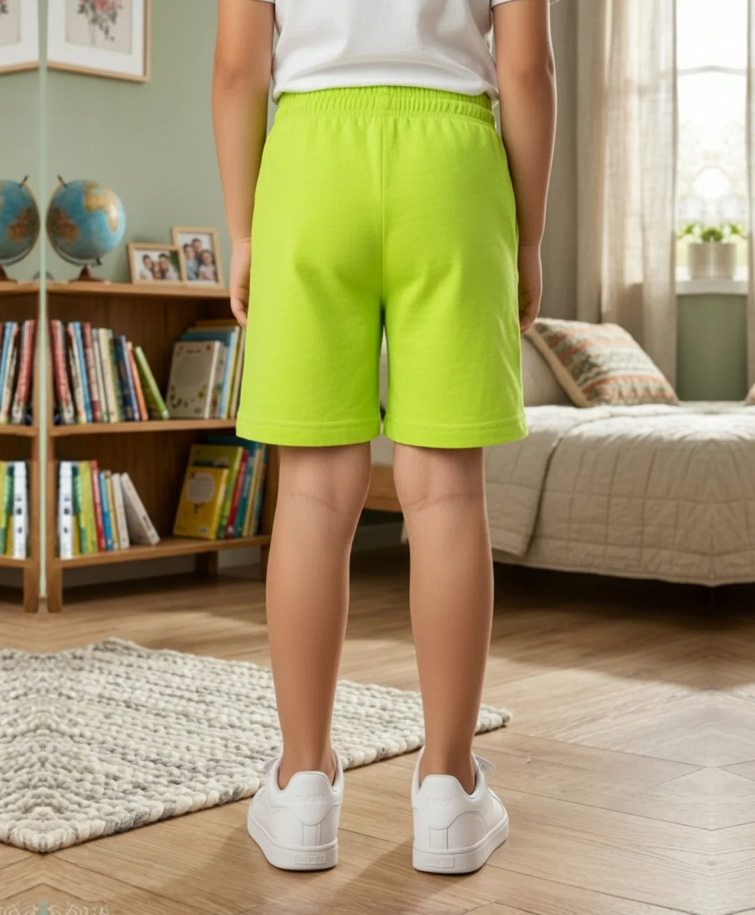 Lime Green Texture Girls Shorts - Lime