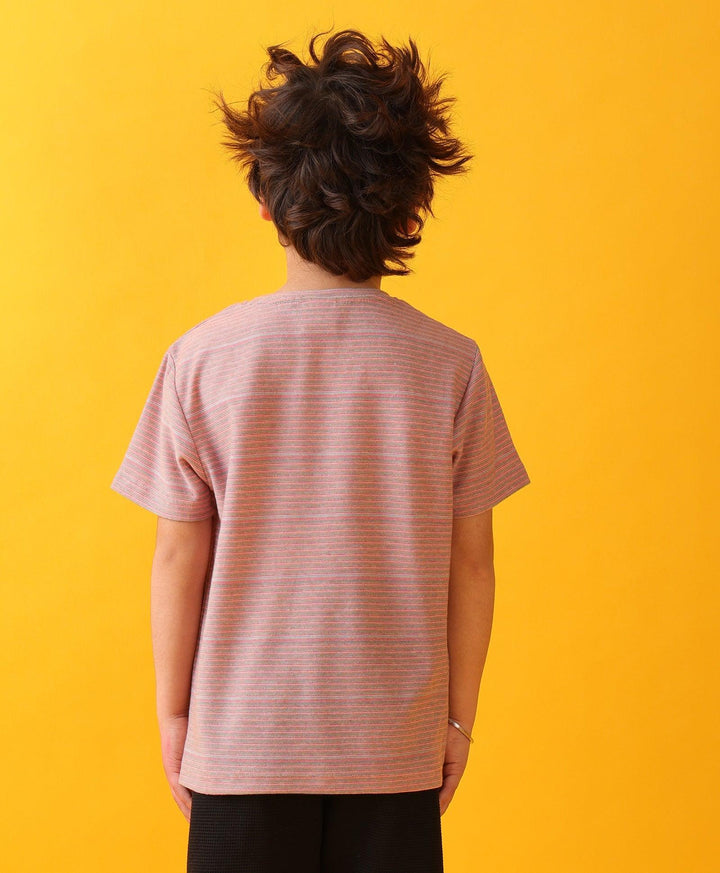 Ornage Stripes Boys Short Sleeves T-Shirt - Orange