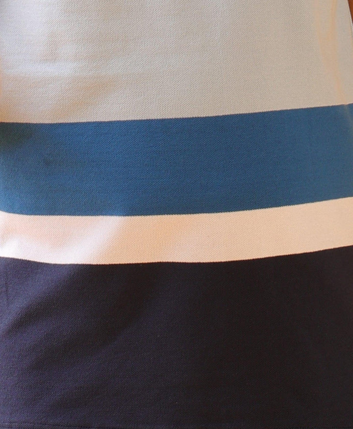Sky White Navy Stripes Boys Short Sleeves T-Shirt - White