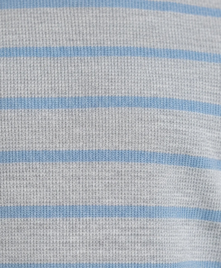 Grey Blue Stripe Boys Short Sleeve T-Shirt - Grey