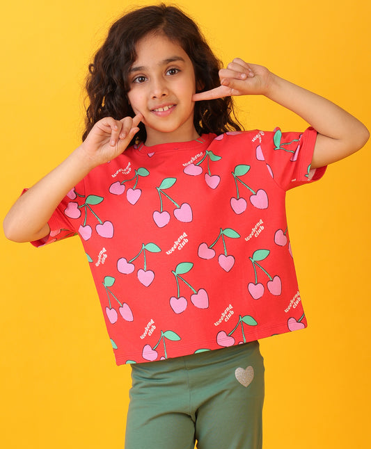 CHERRY RED SHORT SLEEVES SUMMER T-SHIRT - RED