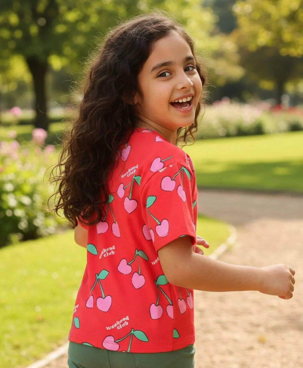 CHERRY RED SHORT SLEEVES SUMMER T-SHIRT - RED - Anthrilo 