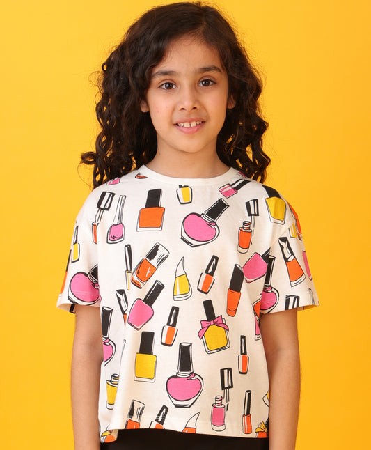 NAIL PAINT SHORT SLEEVES SUMMER T-SHIRT