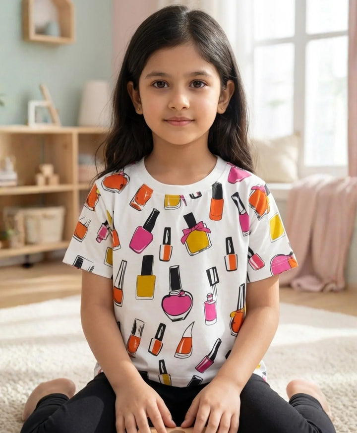 Nail Paint Short Sleeves Summer T-Shirt