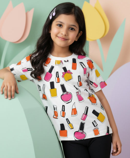 NAIL PAINT SHORT SLEEVES SUMMER T-SHIRT