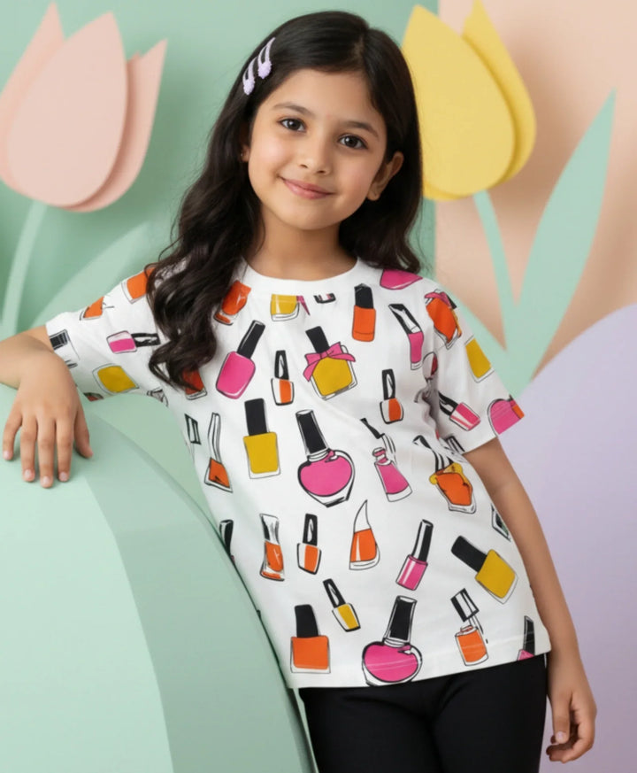 Nail Paint Short Sleeves Summer T-Shirt