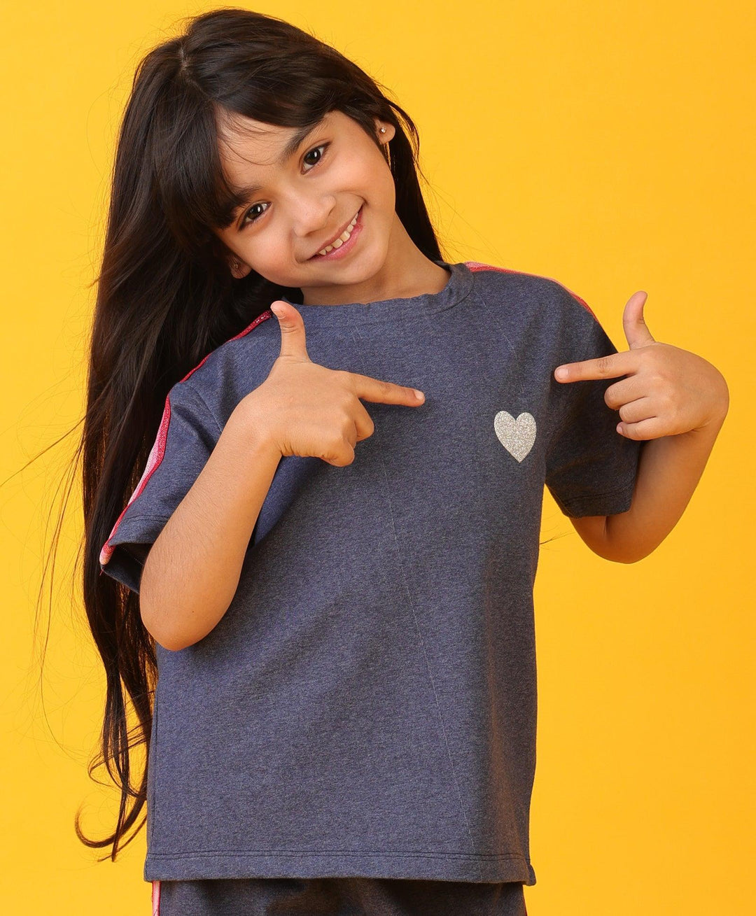 Blue Melnage Pink Glitter Tape Girls T-Shirt - Blue