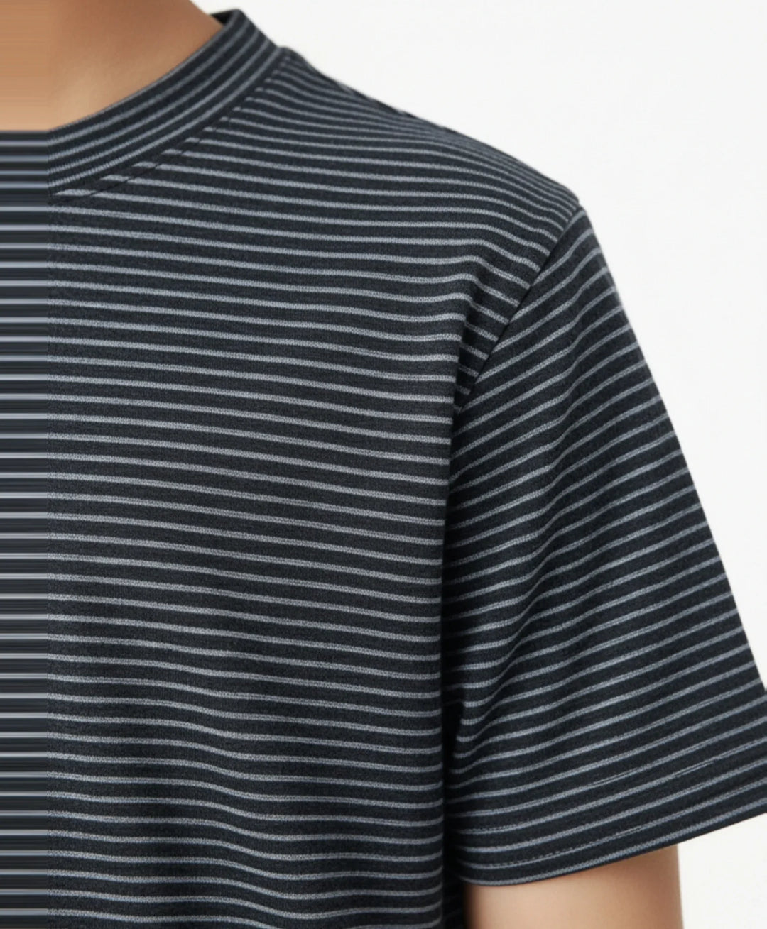 Navy Blue Stripe Summer Boys Short Sleeve T-Shirt - Navy