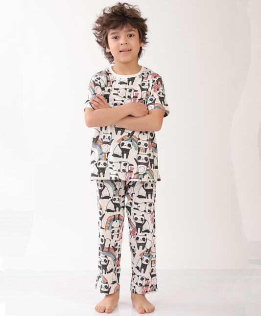 SUMMER PANDA SHORT SLEEVE PYJAMA SET - WHITE