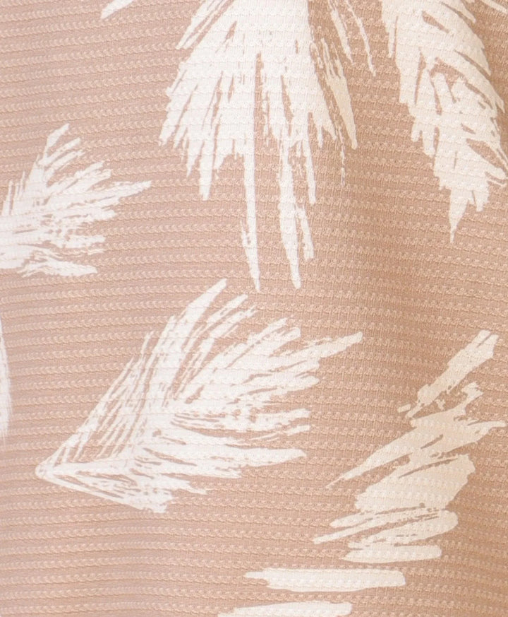 Beige Floral Texture Frill Dress -Beige