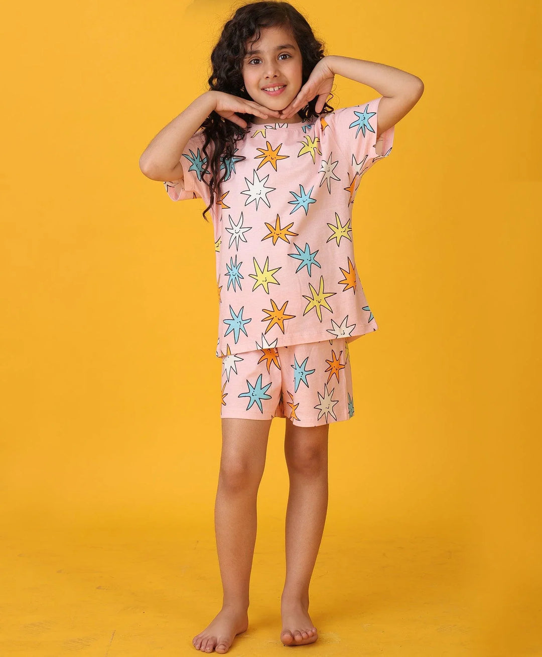 PINK STAR GIRLS SLEEPWEAR SHORT SET - PINK - Anthrilo 