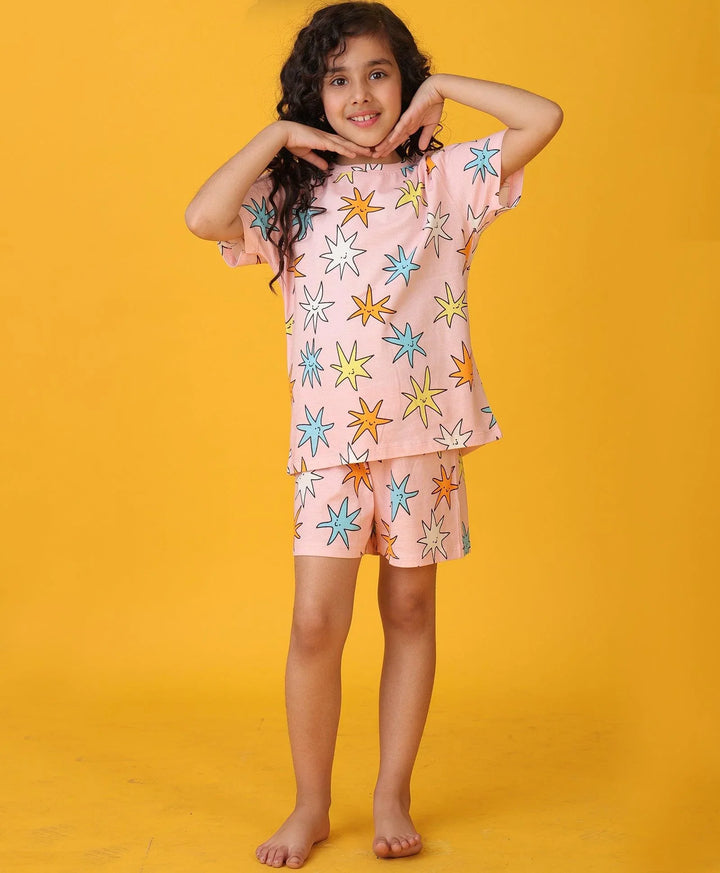 PINK STAR GIRLS SLEEPWEAR SHORT SET - PINK - Anthrilo 