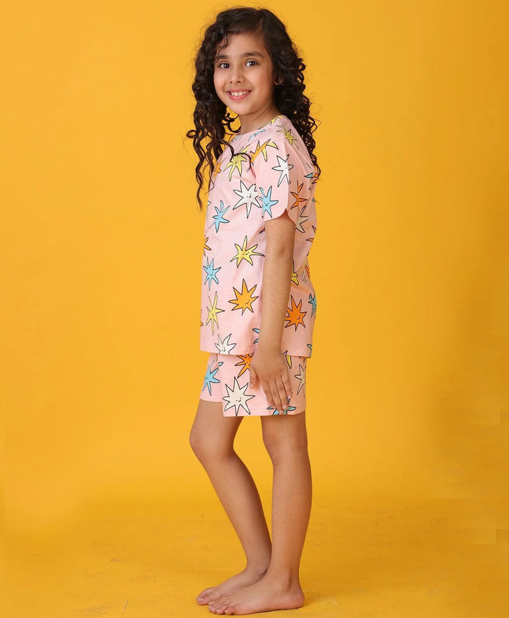 PINK STAR GIRLS SLEEPWEAR SHORT SET - PINK - Anthrilo 