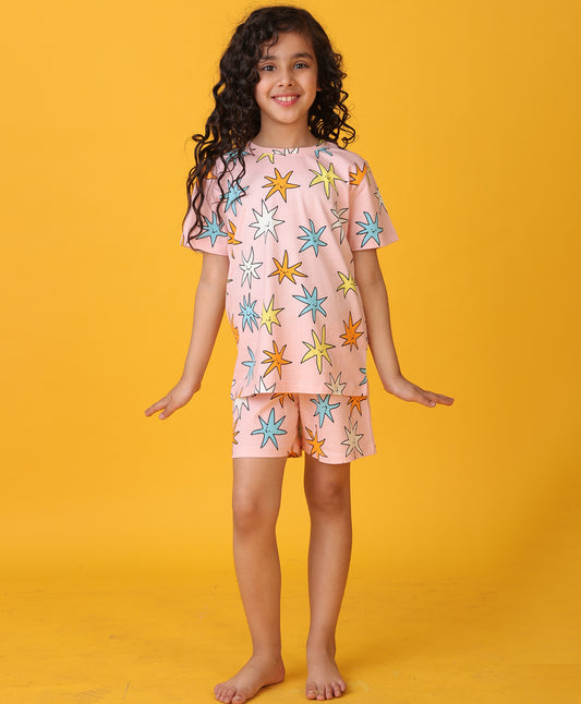 PINK STAR GIRLS SLEEPWEAR SHORT SET - PINK