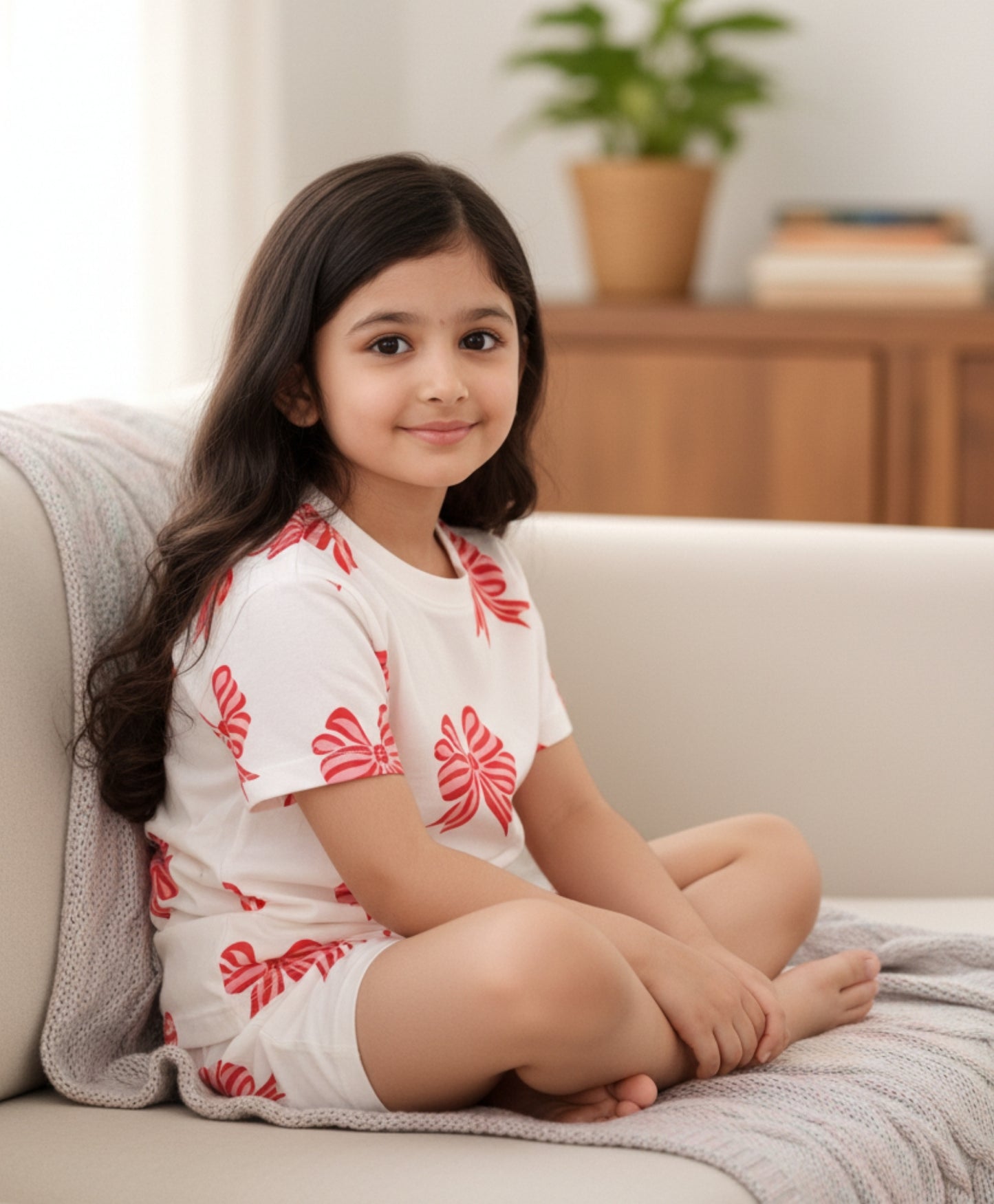 PINK BOW GIRLS SLEEPWEAR SHORT SET - PINK