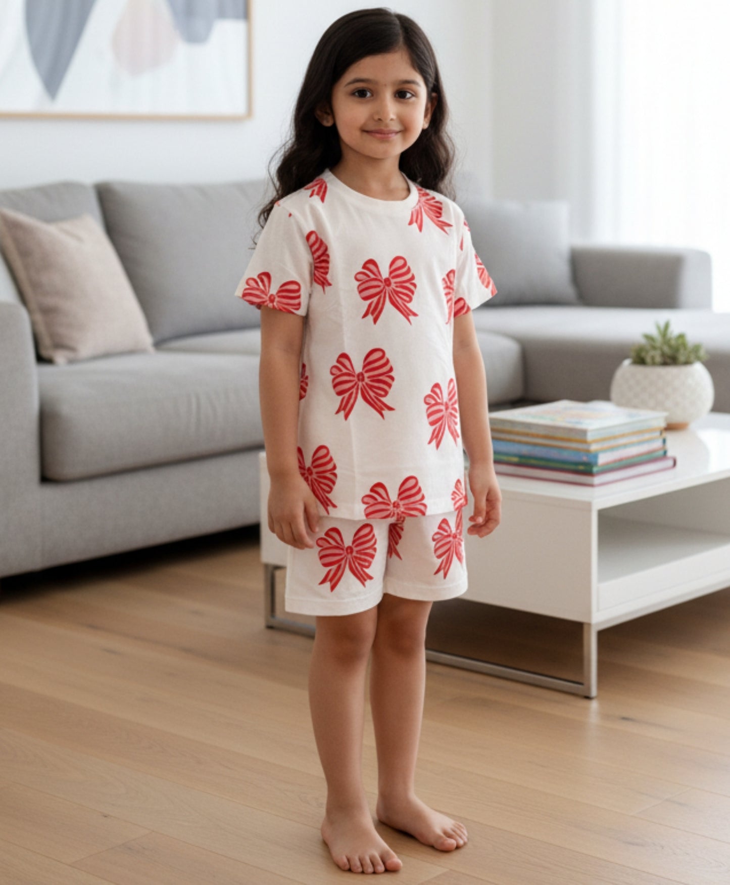 PINK BOW GIRLS SLEEPWEAR SHORT SET - PINK