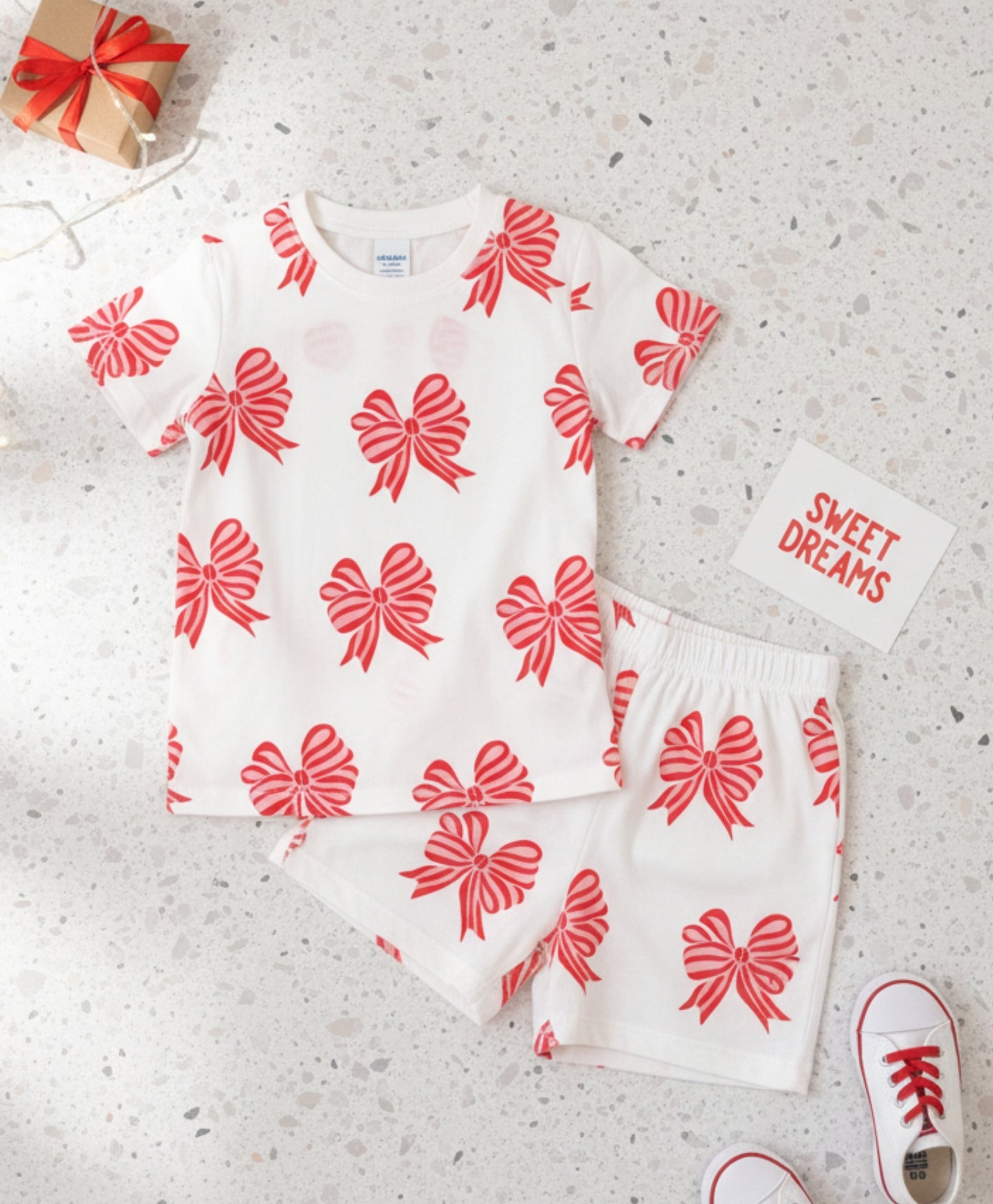 PINK BOW GIRLS SLEEPWEAR SHORT SET - PINK