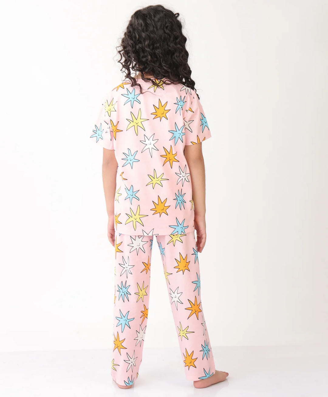 PINK STAR SHORT SLEEVE PYJAMA SET - PINK