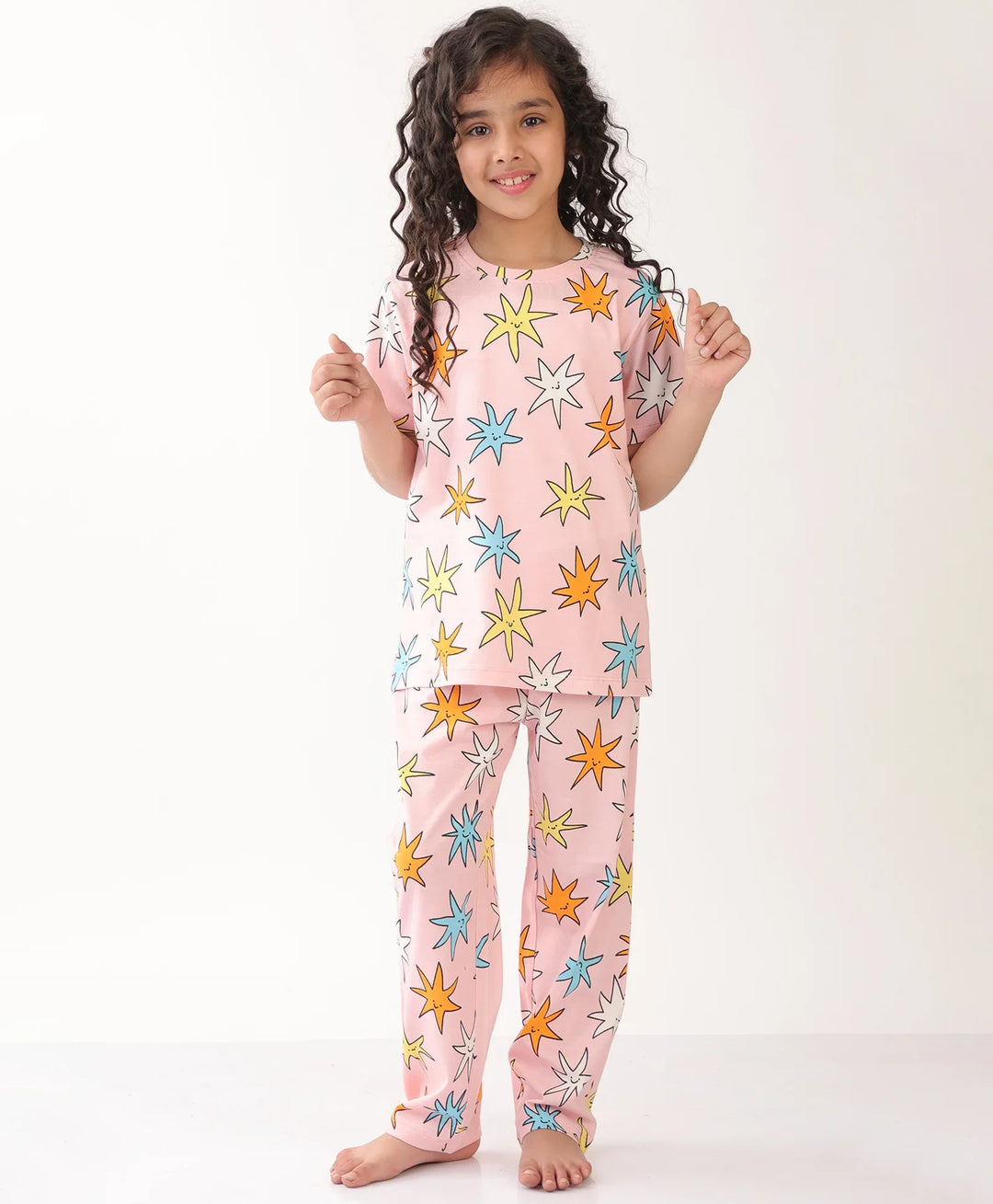 PINK STAR SHORT SLEEVE PYJAMA SET - PINK