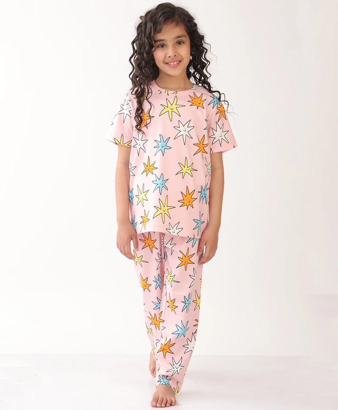 PINK STAR SHORT SLEEVE PYJAMA SET - PINK
