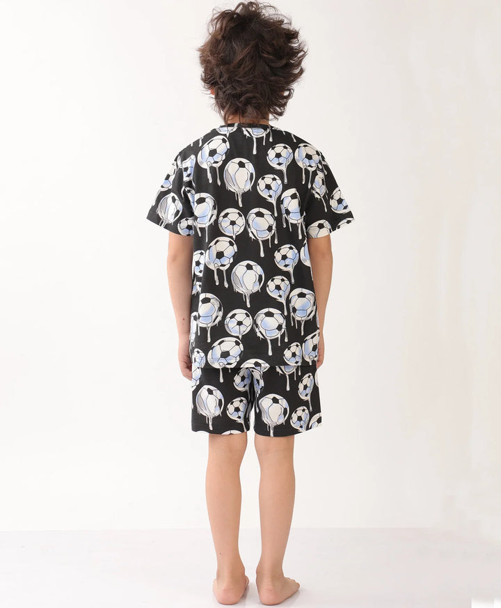 FOOTBALL MELT SLEEPWEAR SHORT SET - BLACK - Anthrilo 