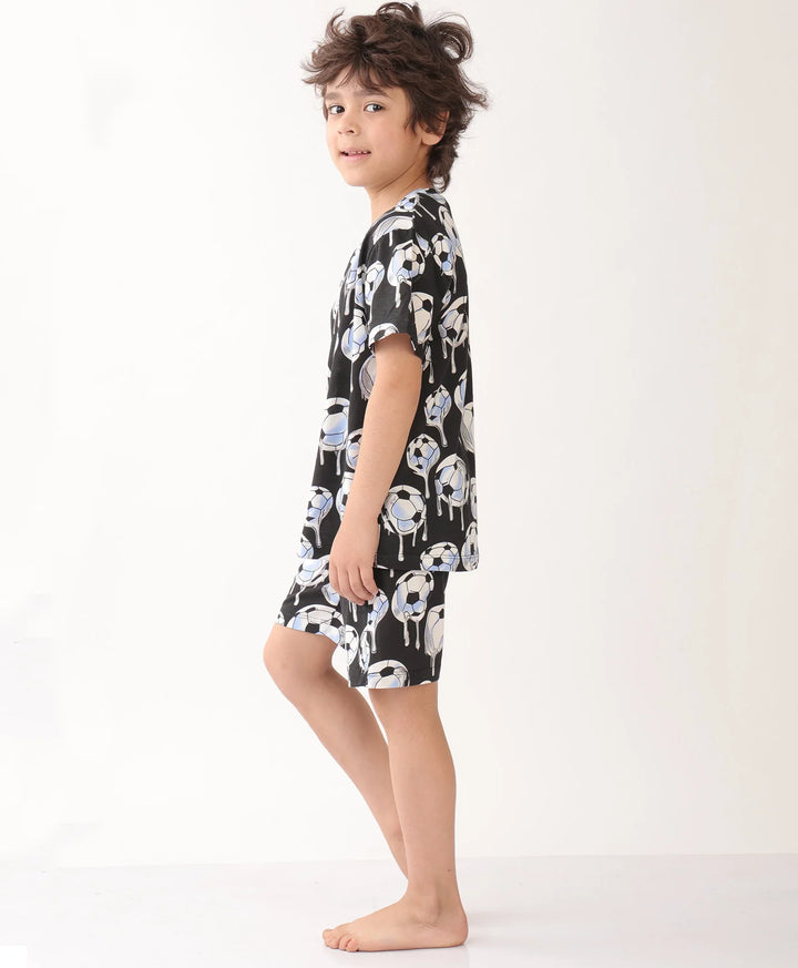 FOOTBALL MELT SLEEPWEAR SHORT SET - BLACK - Anthrilo 