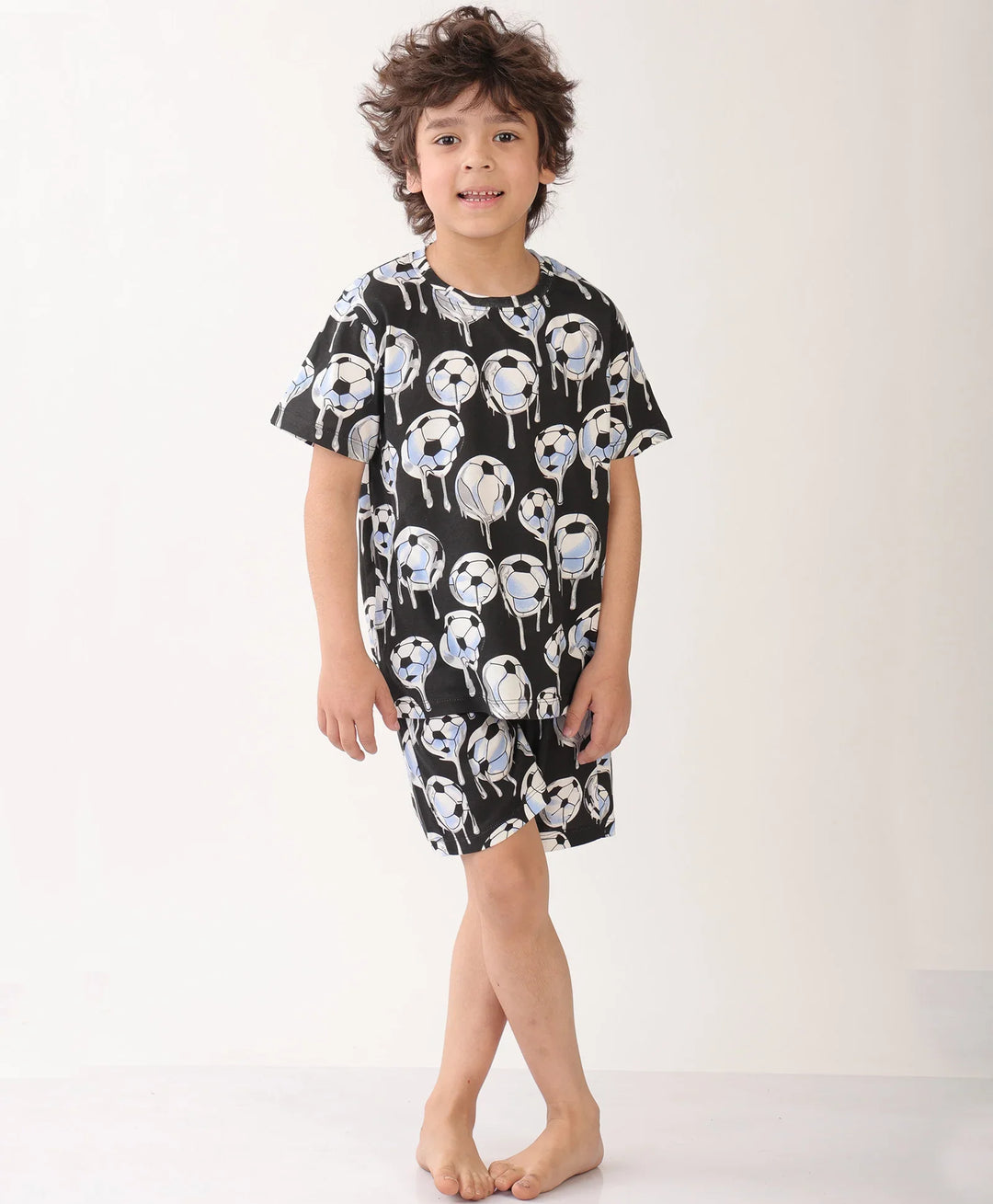 FOOTBALL MELT SLEEPWEAR SHORT SET - BLACK - Anthrilo 