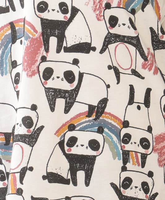 SUMMER PANDA GIRLS SHORT SLEEVE PYJAMA SET - WHITE