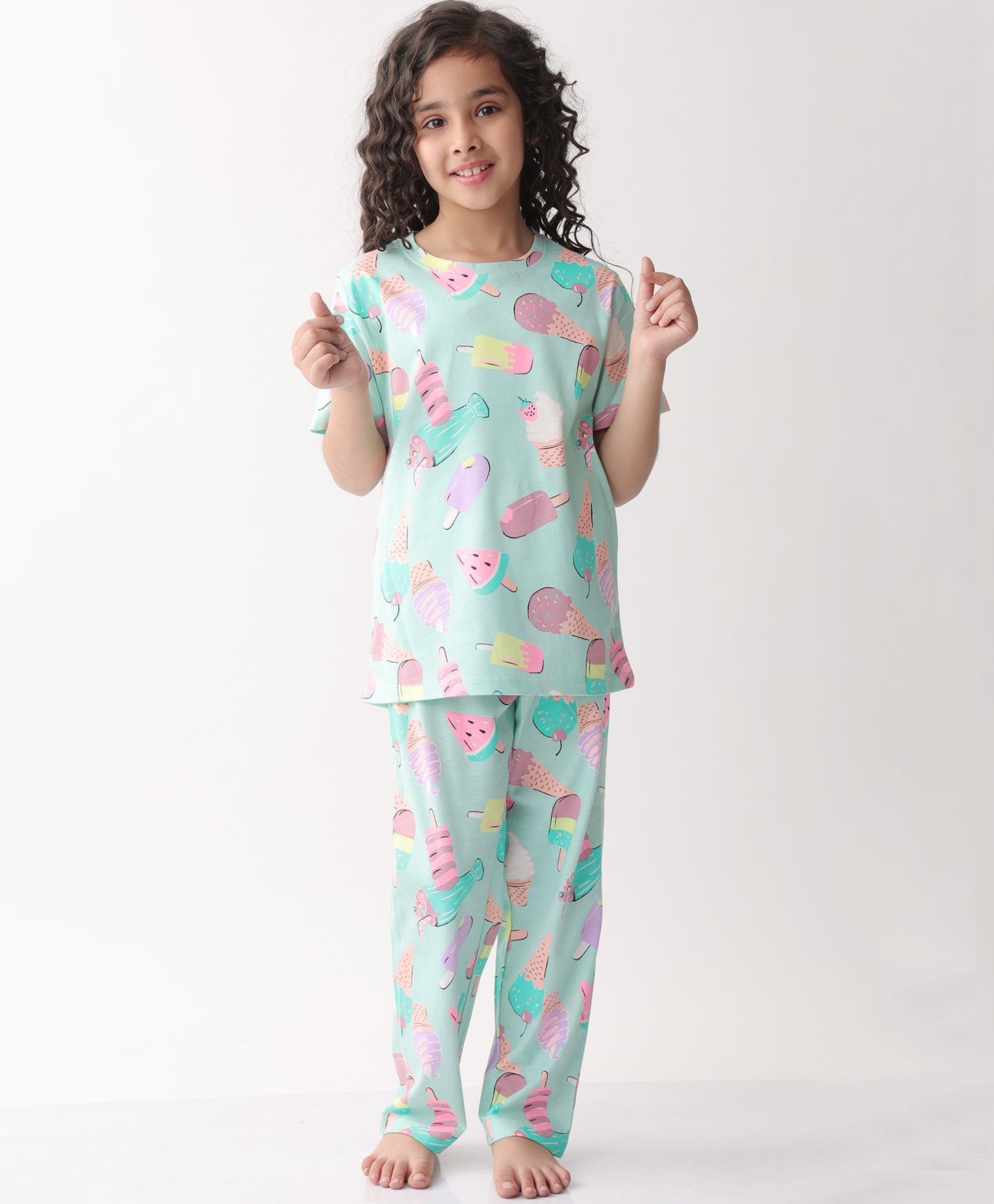 SUMMER ICECREAM SHORT SLEEVE PYJAMA SET - AQUA