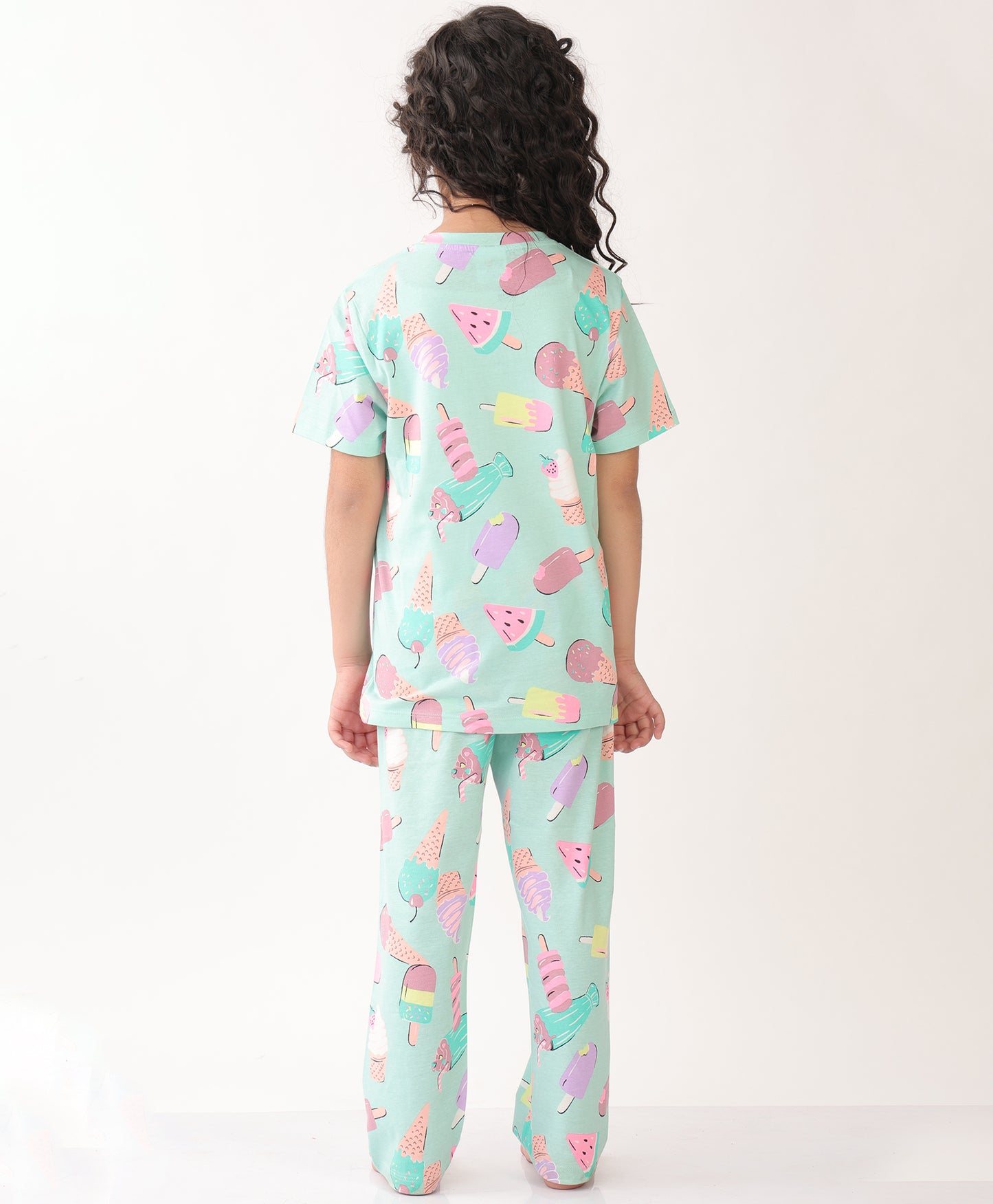 SUMMER ICECREAM SHORT SLEEVE PYJAMA SET - AQUA