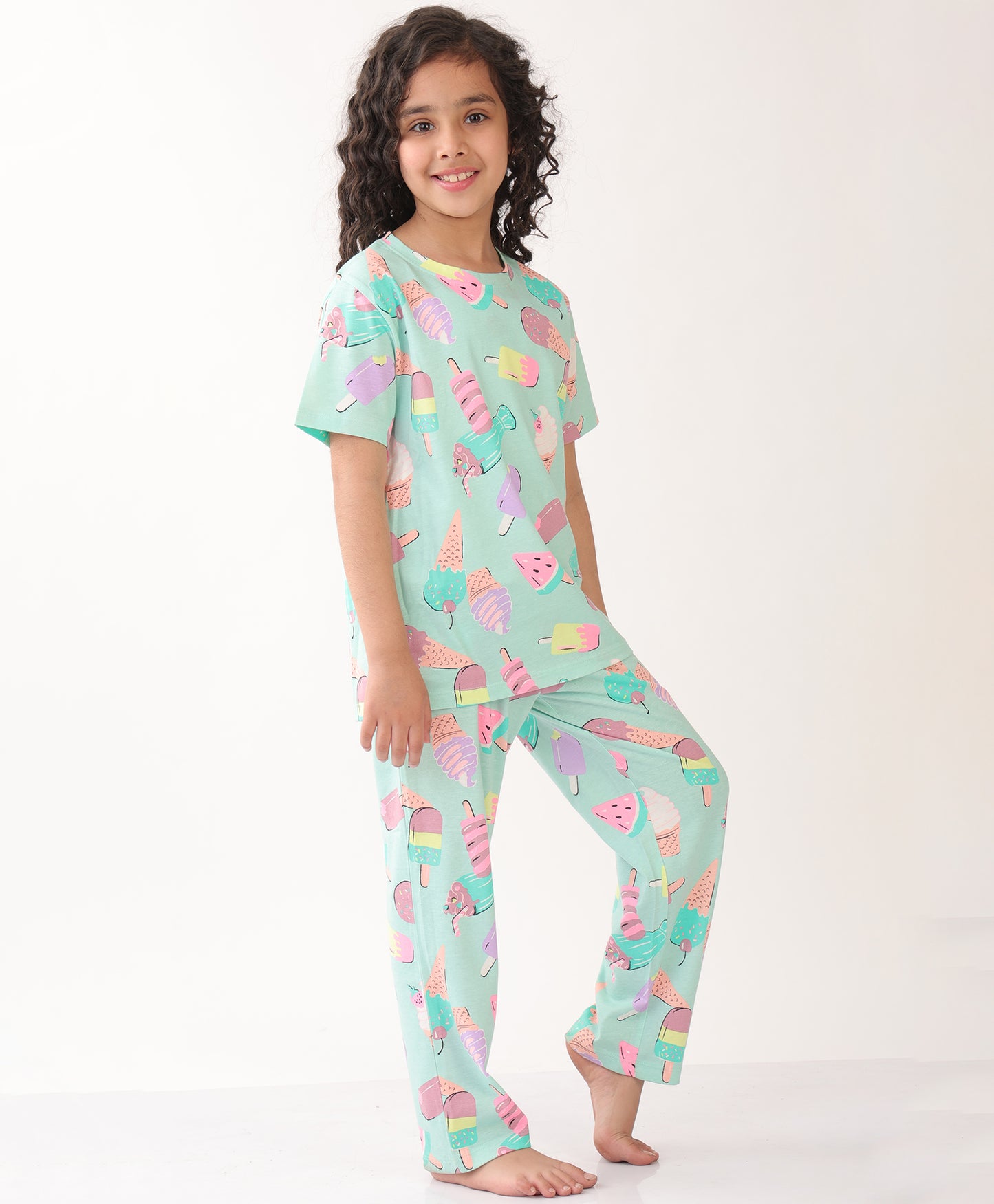 SUMMER ICECREAM SHORT SLEEVE PYJAMA SET - AQUA